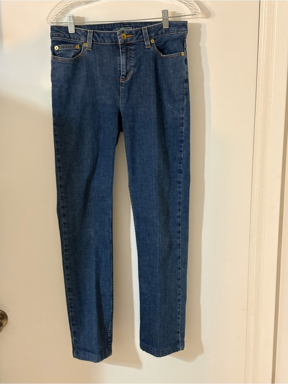 Liz Claiborne Jackie Stretchy Fabric Comfort Wear Dark Denim Jeans